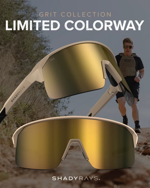 This ad for Shady Rays sunglasses features their "Grit Collection Limited Colorway" sunglasses, promoting them