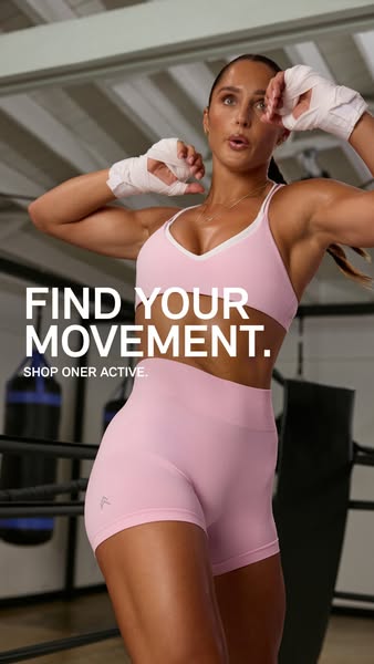 This image ad for Oner Active features a woman in athletic wear and boxing wraps, encouraging viewers to find their move