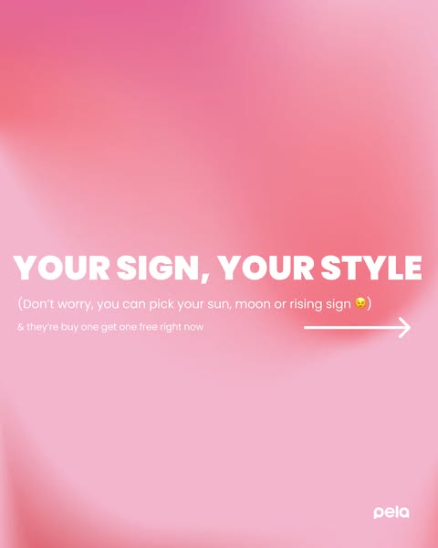 This image ad promotes Pela's customizable phone cases and accessories and features a gradient pink background with 