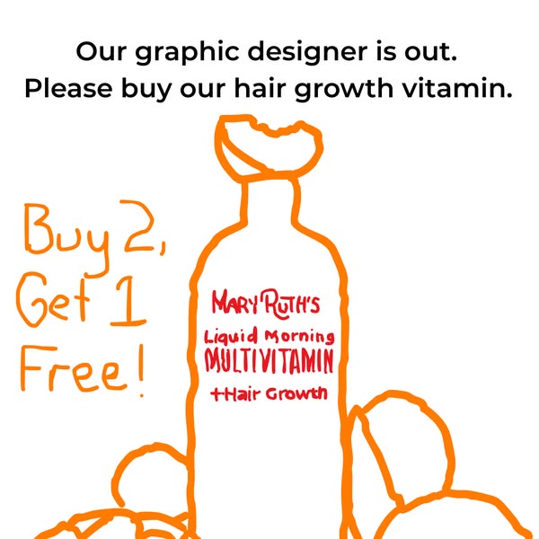 This image ad is intended to be humorous by presenting a crudely drawn graphic and text noting that their graphic design