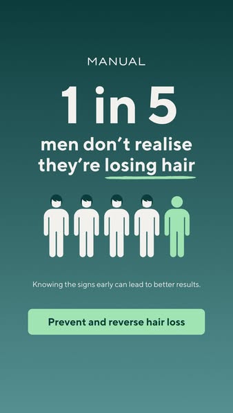 This ad presents a statistic indicating a common problem among men regarding hair loss. It encourages viewers to learn t