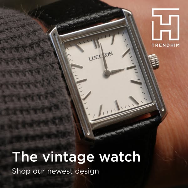 This ad is a closeup of the Trendhim Luclen watch. It calls it a vintage watch and encourages users to shop the newest d