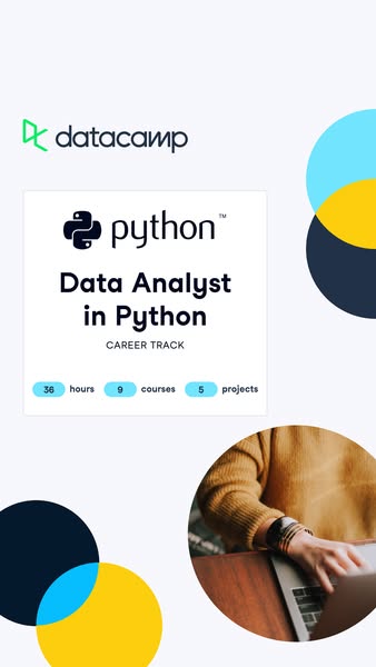 This is a digital ad by Datacamp promoting their Data Analyst in Python Career Track. The ad utilizes circles in the bra