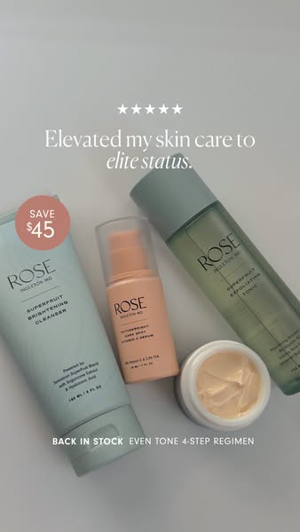 This ad for Rose Ingleton MD skincare features a customer testimonial praising the brand's effectiveness. The ad sho