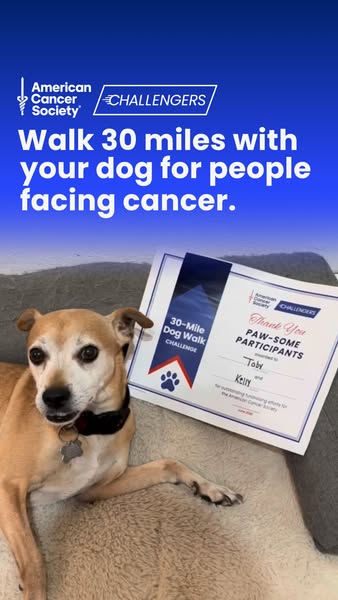 An image ad promoting the American Cancer Society's Challengers program, encouraging viewers to participate in a 30-
