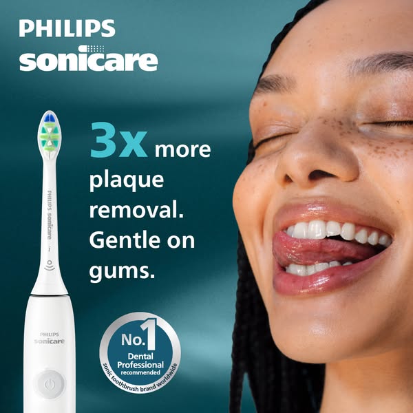 This ad promotes Philips Sonicare toothbrushes, emphasizing their superior plaque removal and gentleness on gums. The ad