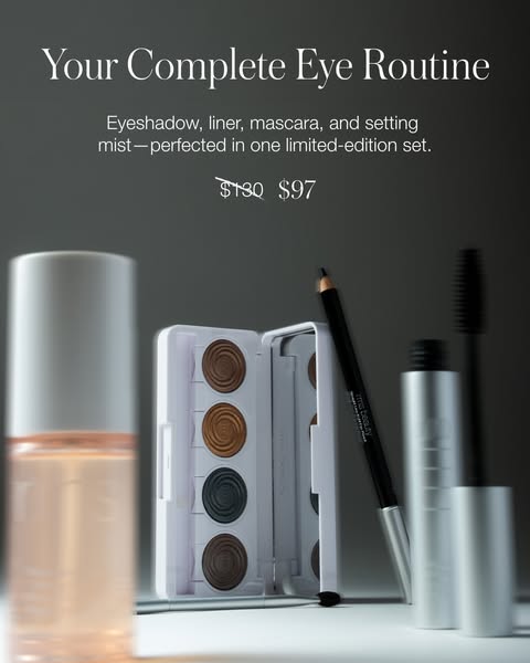 Image ad for RMS Beauty, advertising a limited-edition set of eye makeup. The ad features multiple items from the eye ma