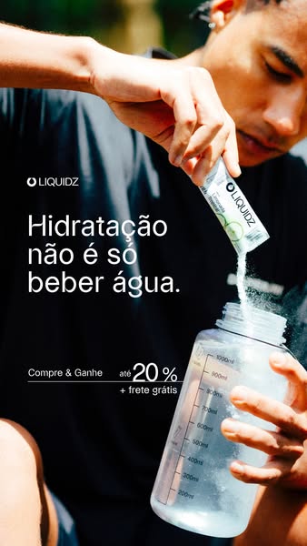 This ad for Liquidz hydration drink mix features a man pouring the mix into a water bottle. The ad highlights the brand 