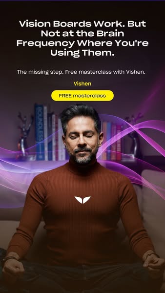This image ad is for Vishen, and it is about the missing step in vision boards. The ad features the founder of Vishen in