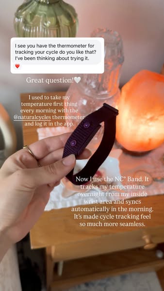 This ad promotes the NC° Band, a wearable device by Natural Cycles that tracks temperature overnight and syncs automatic