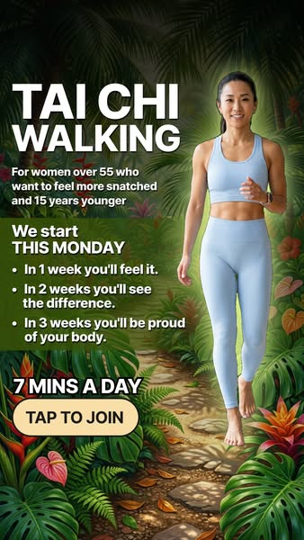 This ad promotes Tai Chi Walking for women over 55 who want to feel more snatched and 15 years younger. The program star