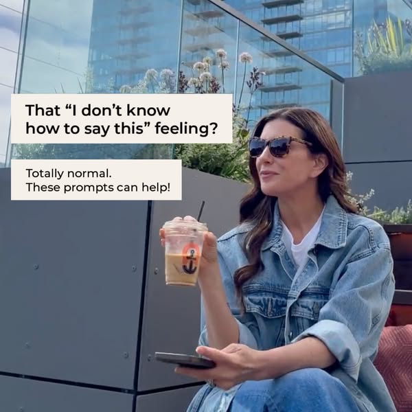 The ad acknowledges the difficulty of expressing certain feelings and offers prompts as a solution.