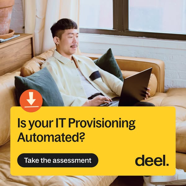The image ad depicts a person on a couch, working on a laptop. A yellow text box overlays the bottom half of the image w