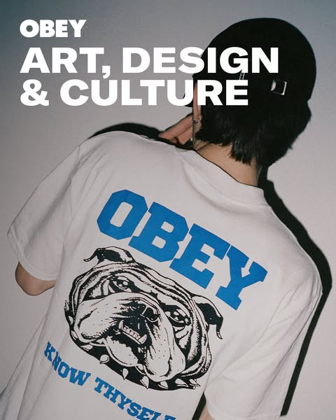 This ad features a person wearing a white OBEY t-shirt with a bulldog graphic on the back. The ad aims to appeal to indi