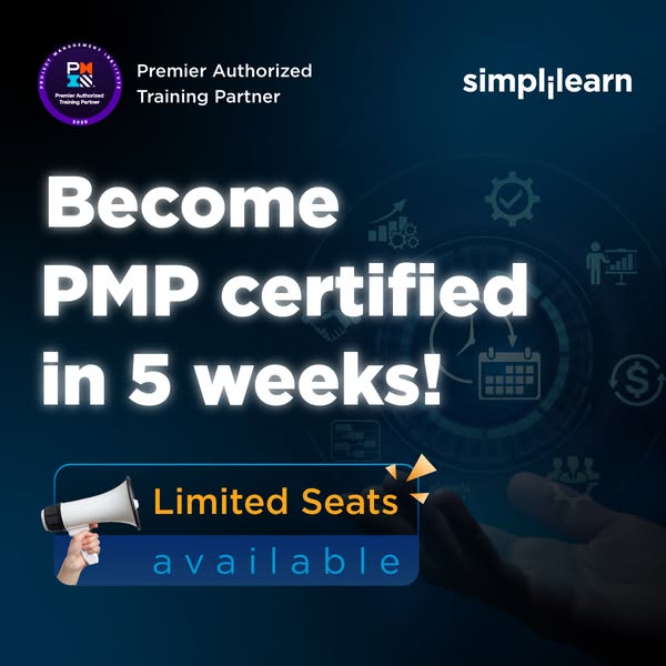 This ad promotes Simplilearn's PMP certification course, highlighting the speed at which one can become certified an