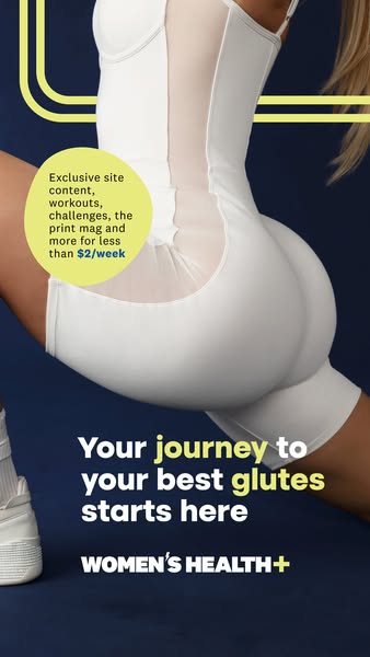 This ad for Women's Health+ uses a visual of a woman in workout attire in order to grab the viewer's attention. 