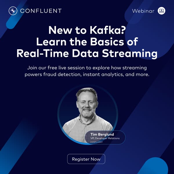 This ad promotes a free live session on the basics of real-time data streaming with Kafka.