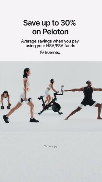 This ad is for Peloton and encourages people to use their HSA/FSA funds to save up to 30% on their purchase.