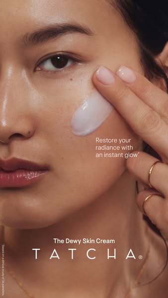 This ad for Tatcha's The Dewy Skin Cream demonstrates how the product can restore radiance and give skin an instant 