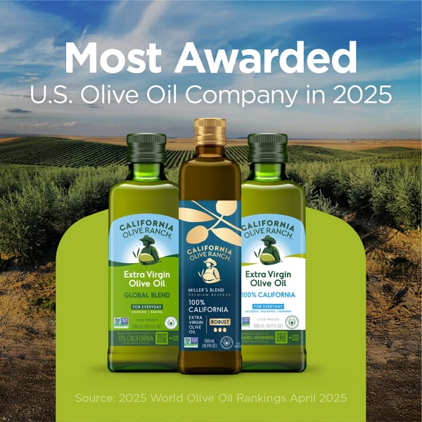 This ad features three different types of olive oil from California Olive Ranch, emphasizing their quality and origin. I