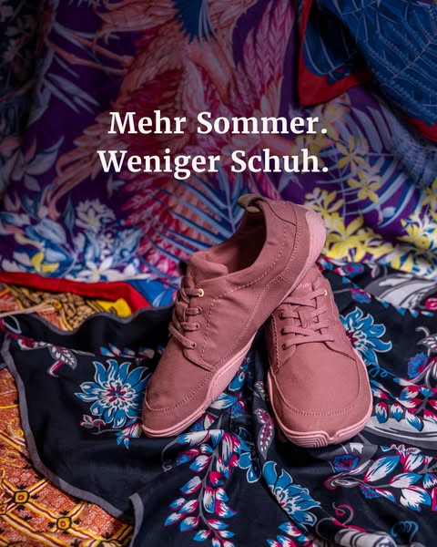 This ad showcases the brand's shoe product, featuring the product in a flat lay that is surrounded by clothing items