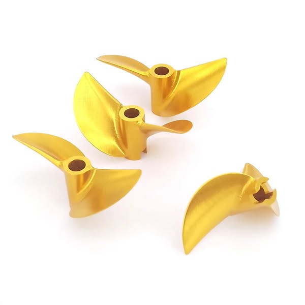 This image promotes four gold propellers, shown on a white background.