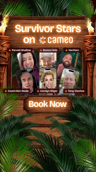 An image ad for Cameo featuring Survivor stars.
