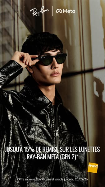 An image ad promoting Ray-Ban Meta (Gen 2) glasses with a discount of up to 15%.