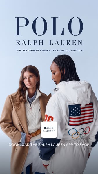 An image ad for Polo Ralph Lauren featuring two women wearing clothing from the Polo Ralph Lauren Team USA collection. T