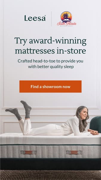 This image ad for Leesa mattresses aims to drive in-store traffic by showcasing an award-winning mattress and highlighti