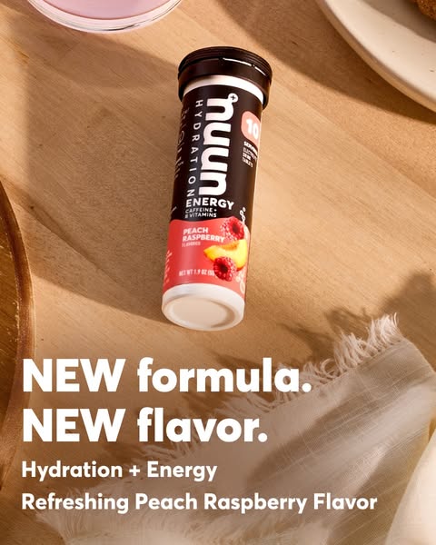 This image ad showcases Nuun's new formula and flavor, emphasizing the product's hydration and energy benefits. 