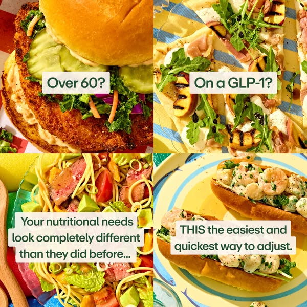 This ad uses images of a variety of food dishes to ask the viewer if their nutritional needs look completely different t