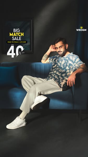 This ad features a celebrity promoting clothing during a sale event. The ad uses a minimalist design and focuses on the 
