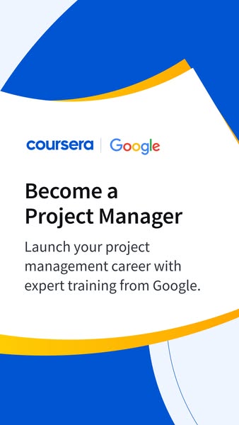This ad for Coursera promotes a project management course created by Google. The ad features the Coursera and Google log