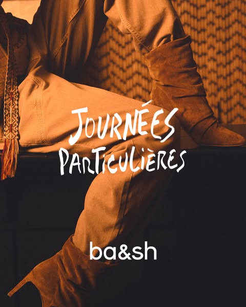 This ad features a person wearing brown boots and a matching colored jacket. The ad showcases the brand ba&sh and pr