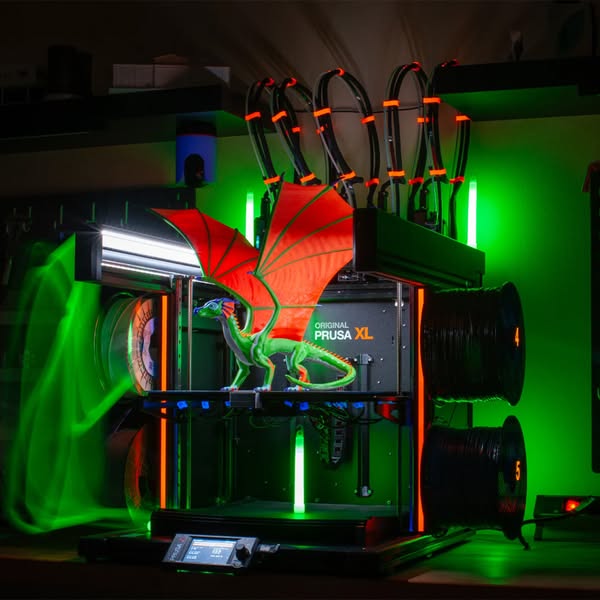 This image ad showcases a 3D printer creating a dragon figurine. The ad emphasizes the precision and capabilities of the