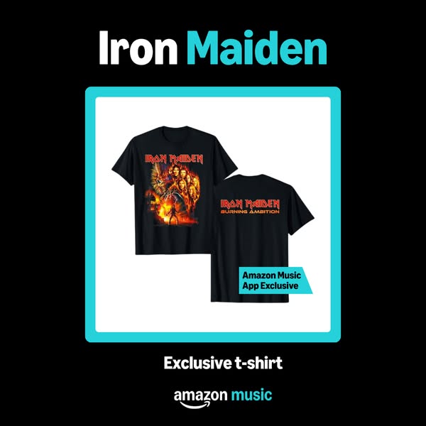 This ad promotes an Iron Maiden t-shirt, exclusive to Amazon Music.