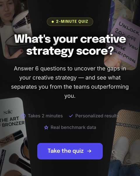 This ad is for a quiz that helps you uncover the gaps in your creative strategy.