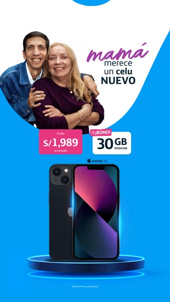 This is a social media ad for an iPhone 13, which the user is prompted to buy for their mother.