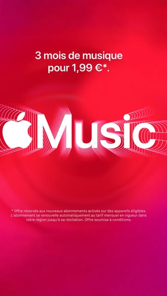 This ad is promoting an offer from Apple Music to get 3 months of music for 1.99 €.