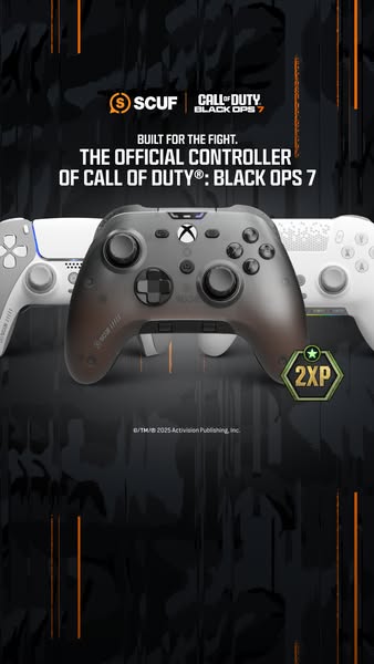 This ad promotes the official controller of Call of Duty: Black Ops 7 by SCUF.