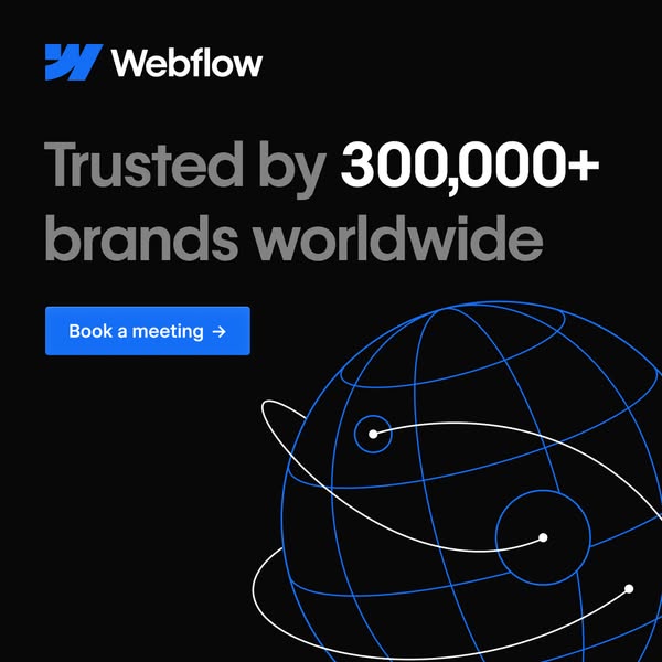 This ad aims to build trust and familiarity with Webflow by highlighting its popularity among a large number of brands w