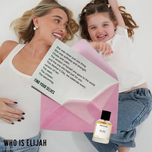 This ad features a mother and daughter, alongside the Who Is Elijah perfume, in celebration of Mother's Day.