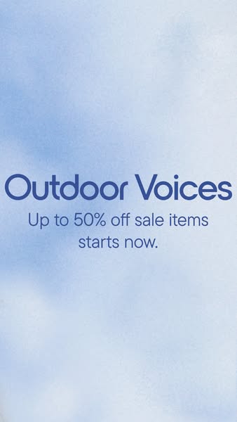 This ad by Outdoor Voices promotes a sale of up to 50% off sale items.