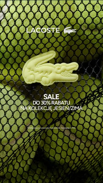 This image ad promotes a sale of up to 30% off on Lacoste's fall/winter collection. The ad features the Lacoste logo