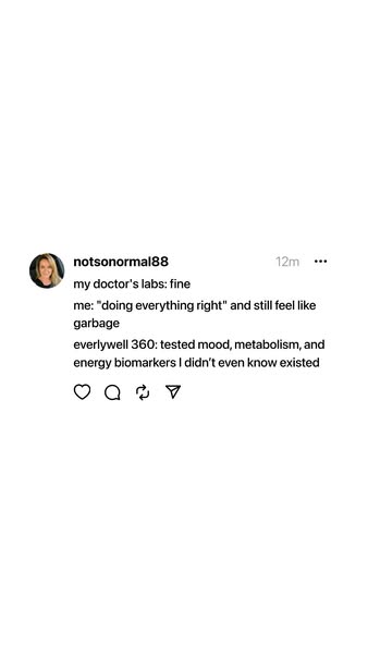 This ad mimics a social media post from a customer about Everlywell 360. The customer expresses frustration that her doc
