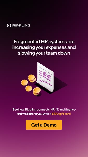 This image ad for Rippling highlights how fragmented HR systems can increase expenses and slow down teams. It offers a s