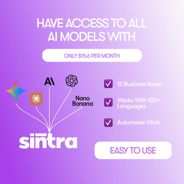 This image ad is designed to drive consideration of Sintra. It highlights Sintra as a product providing access to AI mod