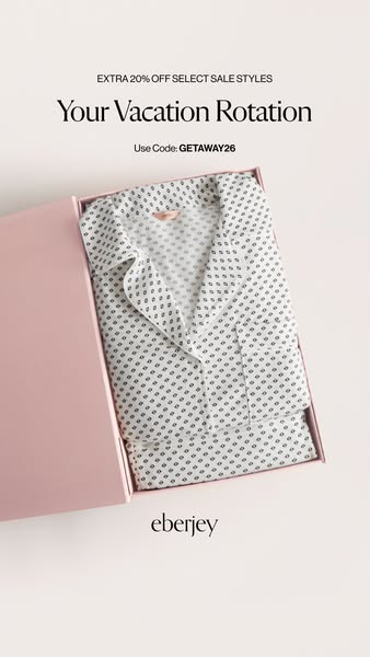 This ad promotes Eberjey brand pajamas with a discount offer.
