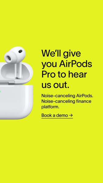 This ad is for AirPods Pro. It highlights the noise cancelling feature and promotes the AirPods Pro as part of a noise c